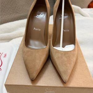Christian Louboutin Condora 85 Tan Suede Pumps